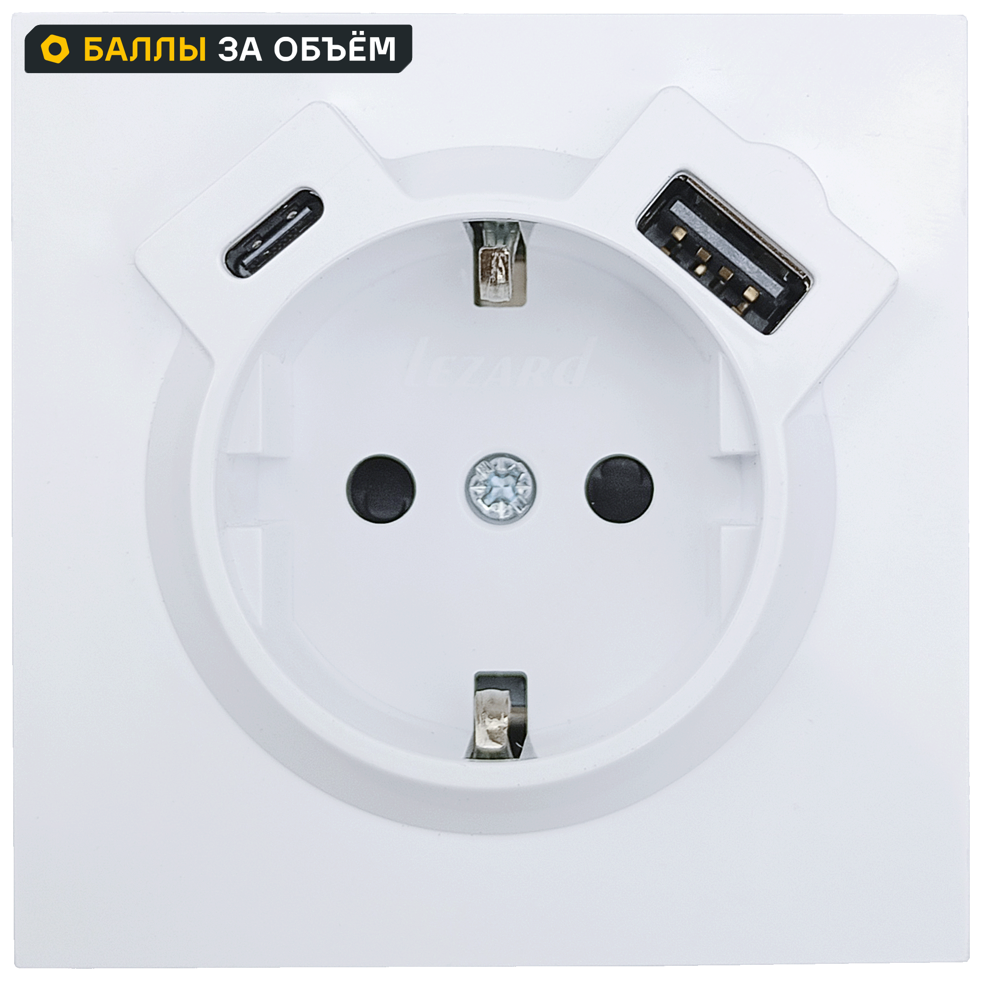 Изображение товара Встраиваемая розетка с USB Lezard Zima с заземлением белая IP20 Изображение товара Встраиваемая розетка с USB Lezard Zima с заземлением белая IP20