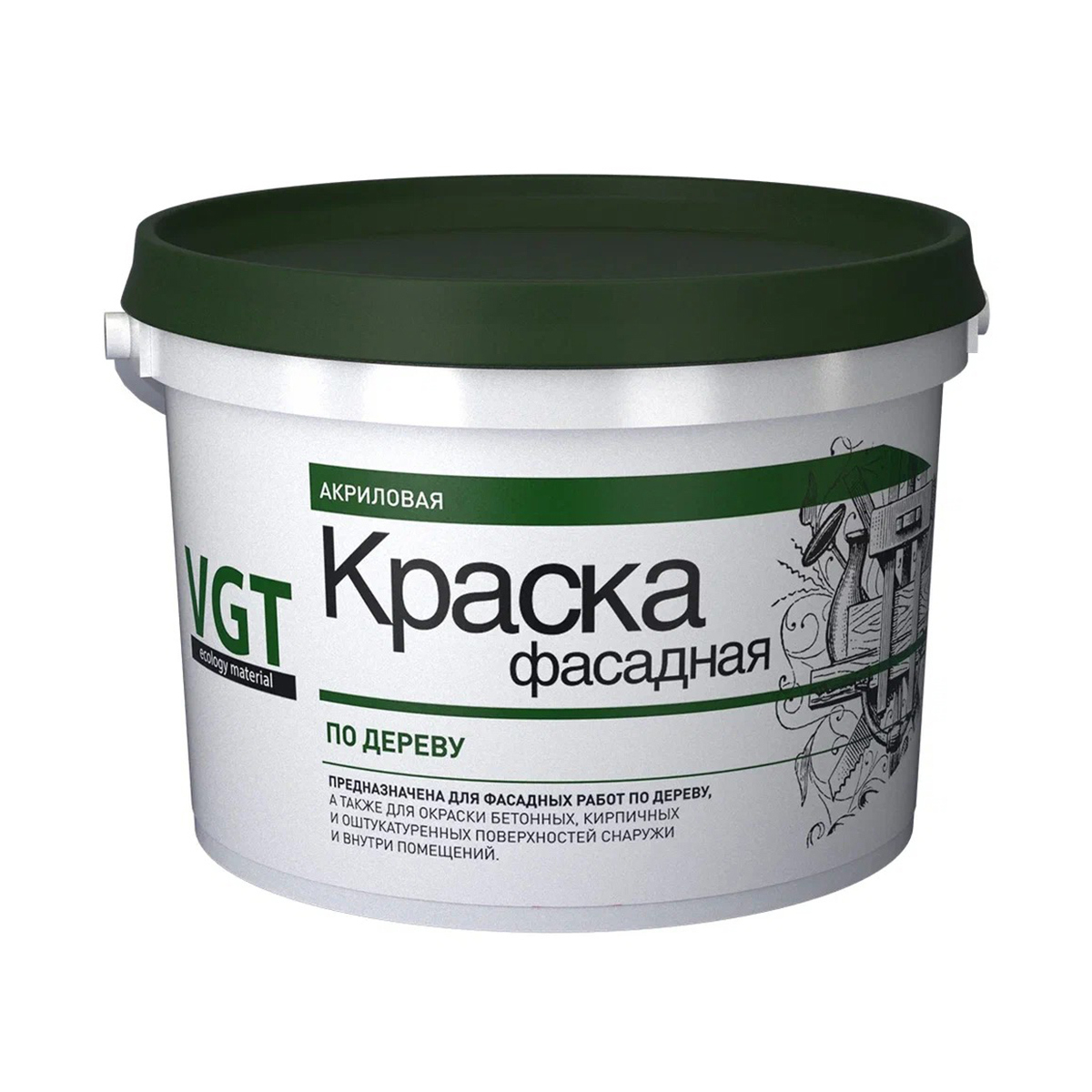Изображение товара Фасадная краска по дереву VGT ВД-АК-1180 белая 15 кг для наружных работ Изображение товара Фасадная краска по дереву VGT ВД-АК-1180 белая 15 кг для наружных работ
