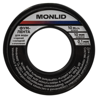 Изображение товара Фум лента для воды MONLID 10x0.1 мм 10 м Изображение товара Фум лента для воды MONLID 10x0.1 мм 10 м