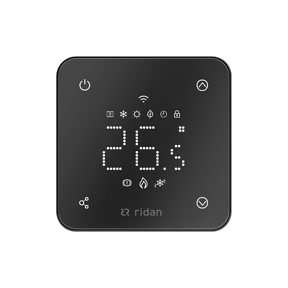 Изображение товара Электронный терморегулятор для теплого пола Ridan RSmart-FB Wi-Fi черный Изображение товара Электронный терморегулятор для теплого пола Ridan RSmart-FB Wi-Fi черный