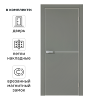 Изображение товара Дверь межкомнатная глухая Борно 55 60x200 см ПВХ цвет тренто с замком и петлями