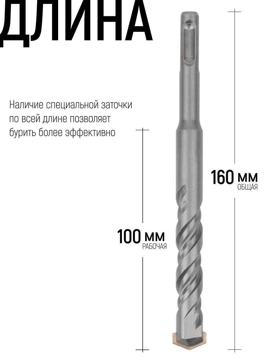 Изображение товара Бур по бетону Greatflex 56-16160 16x160 мм Изображение товара Бур по бетону Greatflex 56-16160 16x160 мм
