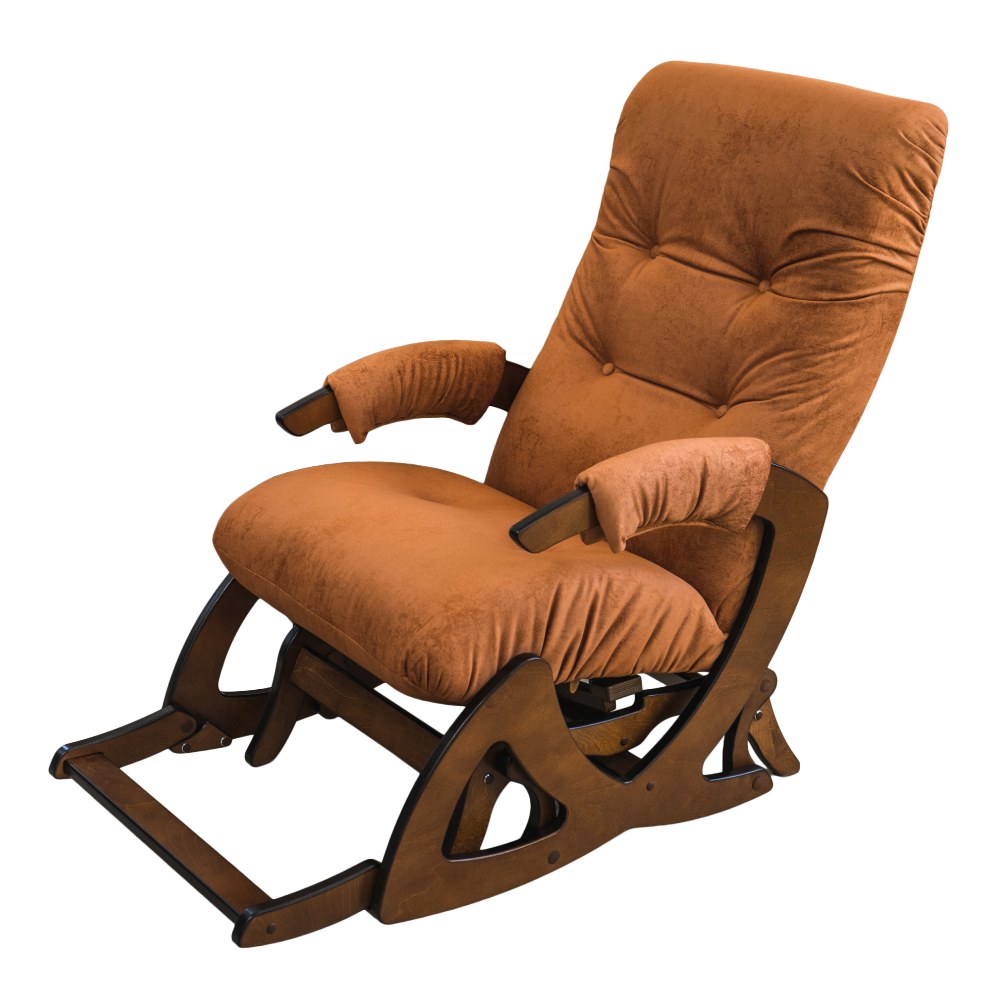 Изображение товара Кресло Glider Elza 16 64x99x91 см микровелюр цвет оранжевый/орех антик