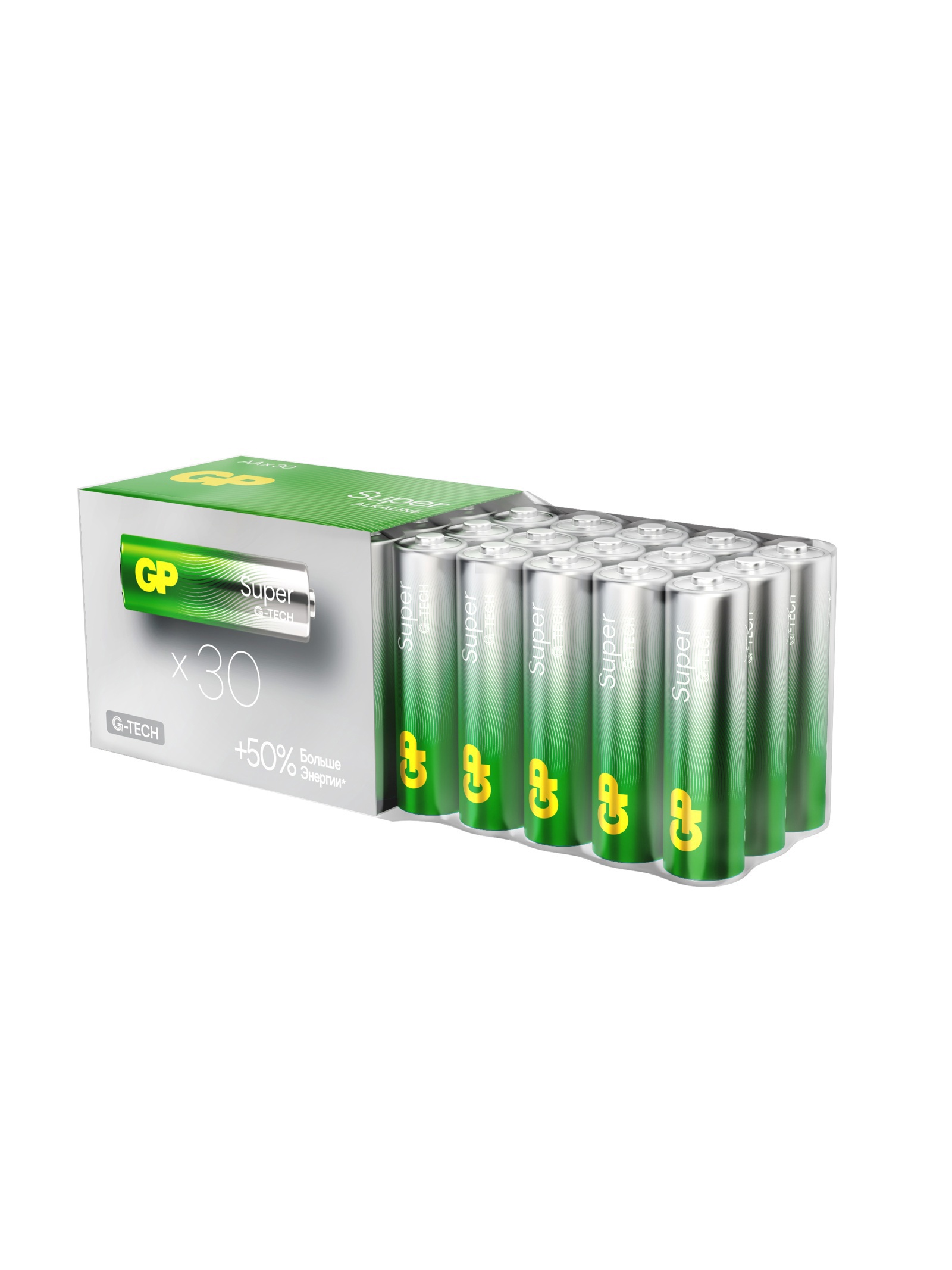Изображение товара Батарейка алкалиновая GP Super Alkaline G-Tech AA LR6-30BOX 1.5В 30 шт 10844115 Изображение товара Батарейка алкалиновая GP Super Alkaline G-Tech AA LR6-30BOX 1.5В 30 шт 10844115
