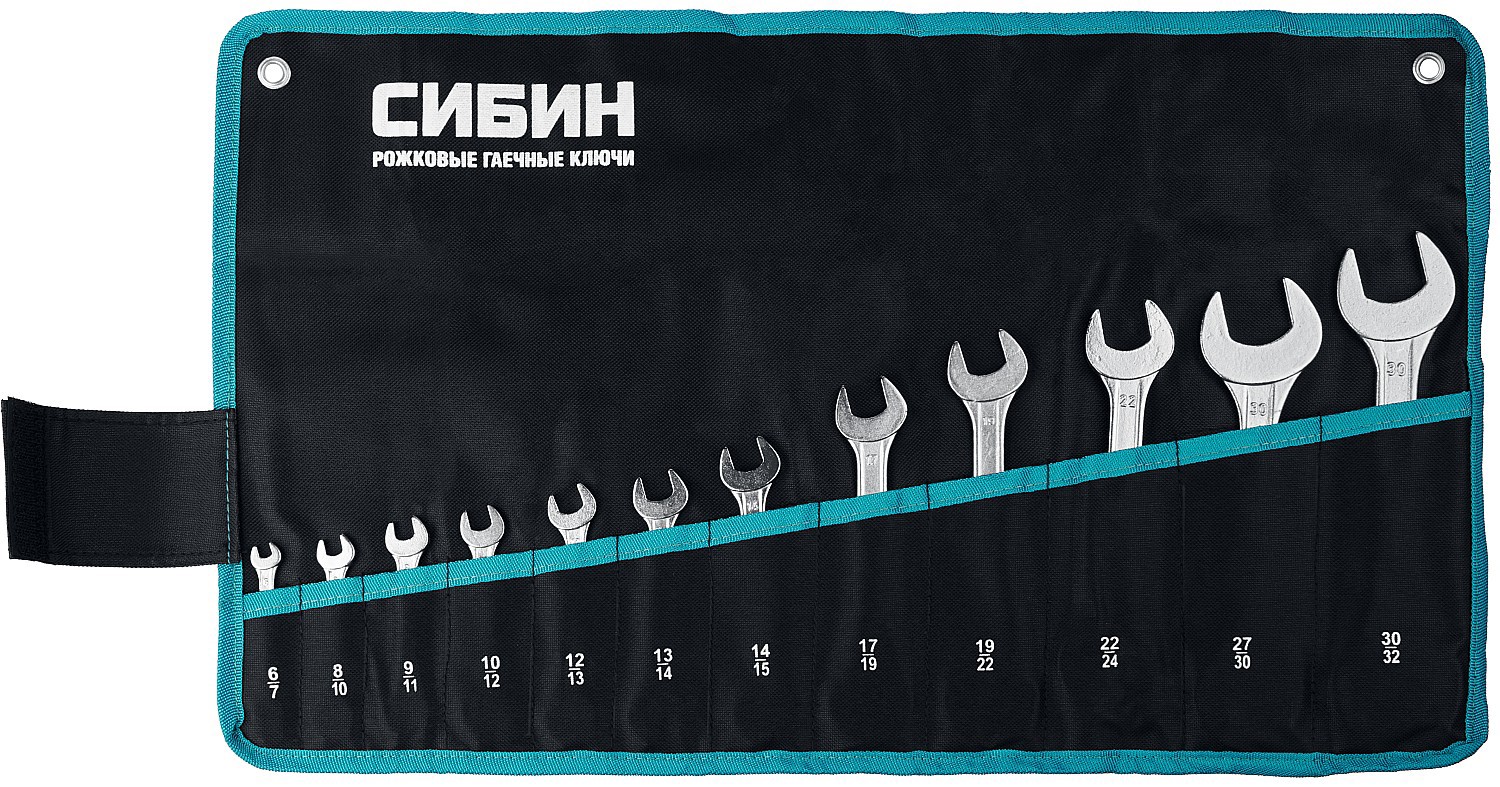 Изображение товара Набор ключей рожковых Сибин 27013-H12 6-32 мм, 12 шт