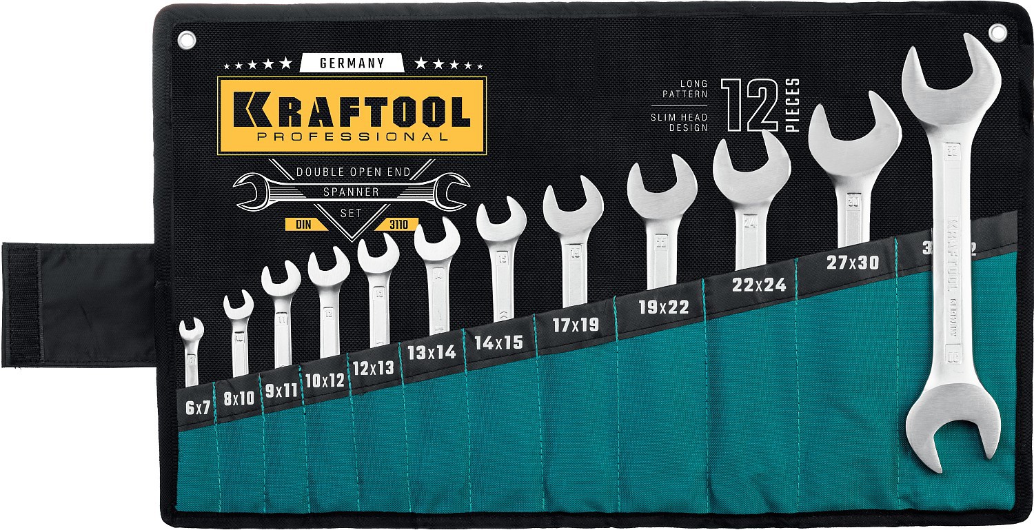 Изображение товара Набор ключей рожковых Kraftool 27033-H12 6-32 мм, 12 шт