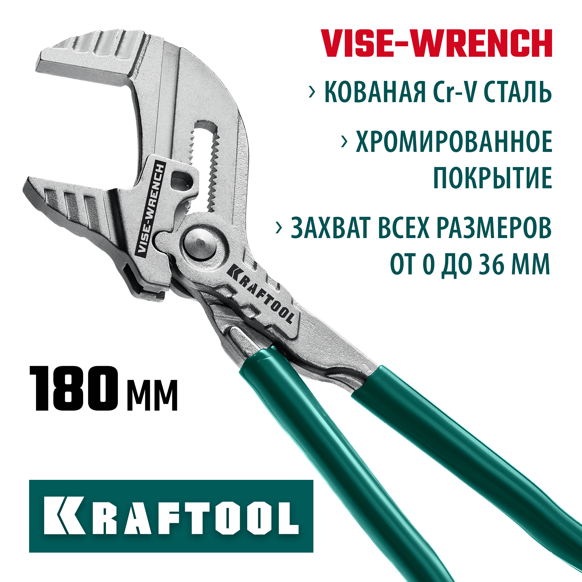 Изображение товара Клещи переставные Kraftool 22063 захват до 36 мм длина 180 мм