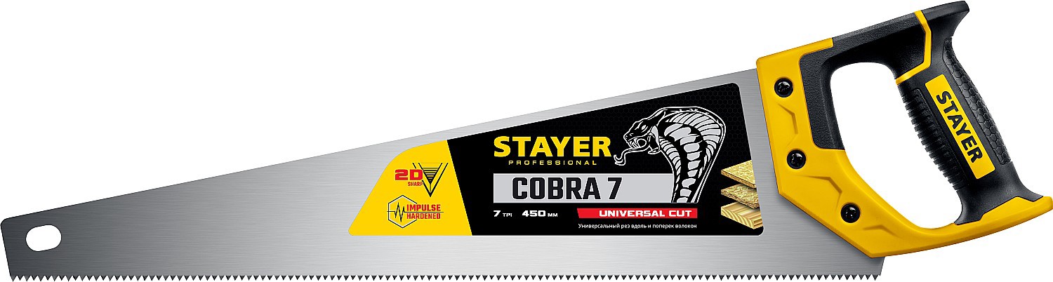 Изображение товара Пила ручная классическая по дереву Stayer Cobra 1510-45 450 мм Изображение товара Пила ручная классическая по дереву Stayer Cobra 1510-45 450 мм