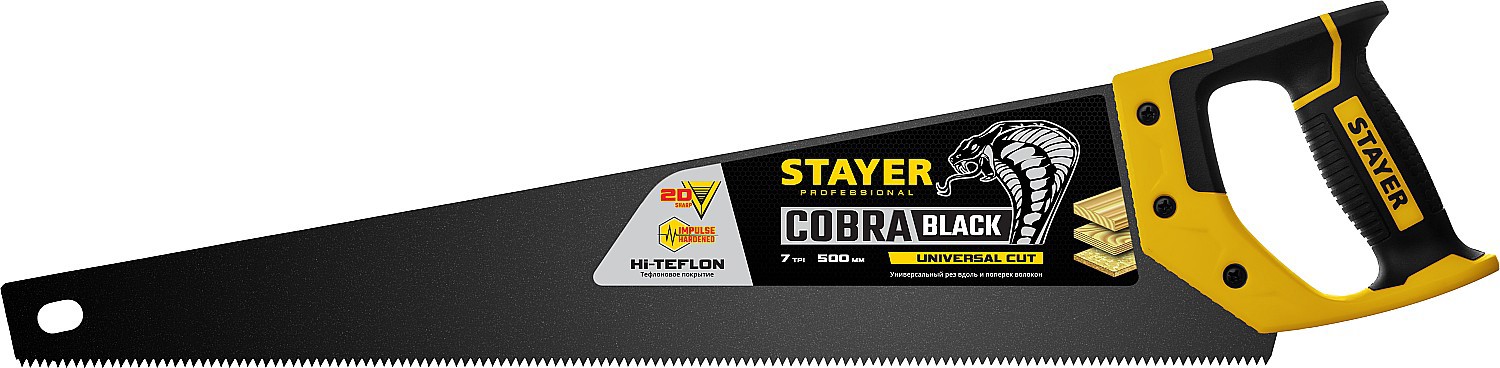 Изображение товара Пила ручная классическая по дереву Stayer Cobra 2-15081-50 500 мм Изображение товара Пила ручная классическая по дереву Stayer Cobra 2-15081-50 500 мм