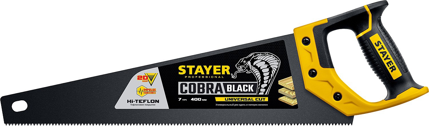 Изображение товара Пила ручная классическая по дереву Stayer Cobra 2-15081-40 400 мм Изображение товара Пила ручная классическая по дереву Stayer Cobra 2-15081-40 400 мм