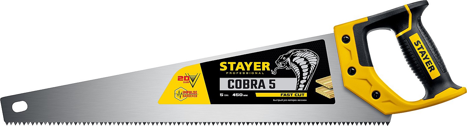 Изображение товара Пила ручная классическая по дереву Stayer Cobra 1506-45 450 мм Изображение товара Пила ручная классическая по дереву Stayer Cobra 1506-45 450 мм