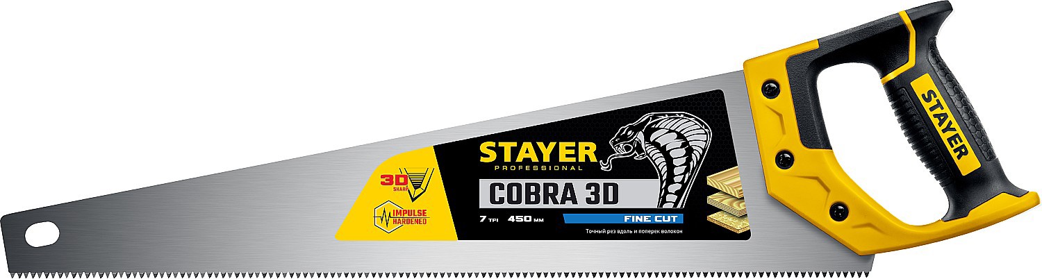 Изображение товара Пила ручная классическая по дереву Stayer Cobra 1512-45 450 мм Изображение товара Пила ручная классическая по дереву Stayer Cobra 1512-45 450 мм