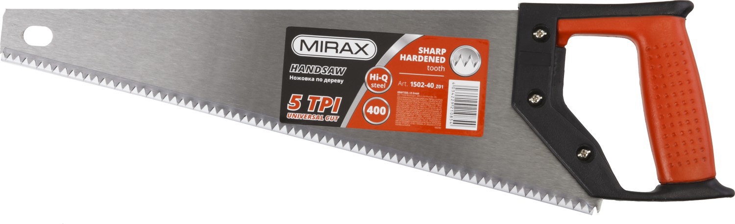 Изображение товара Пила ручная классическая по дереву Mirax 375 мм Изображение товара Пила ручная классическая по дереву Mirax 375 мм