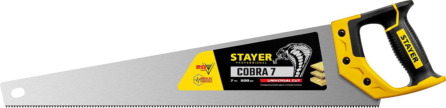 Изображение товара Пила ручная классическая по дереву Stayer Cobra 1510-50 500 мм Изображение товара Пила ручная классическая по дереву Stayer Cobra 1510-50 500 мм