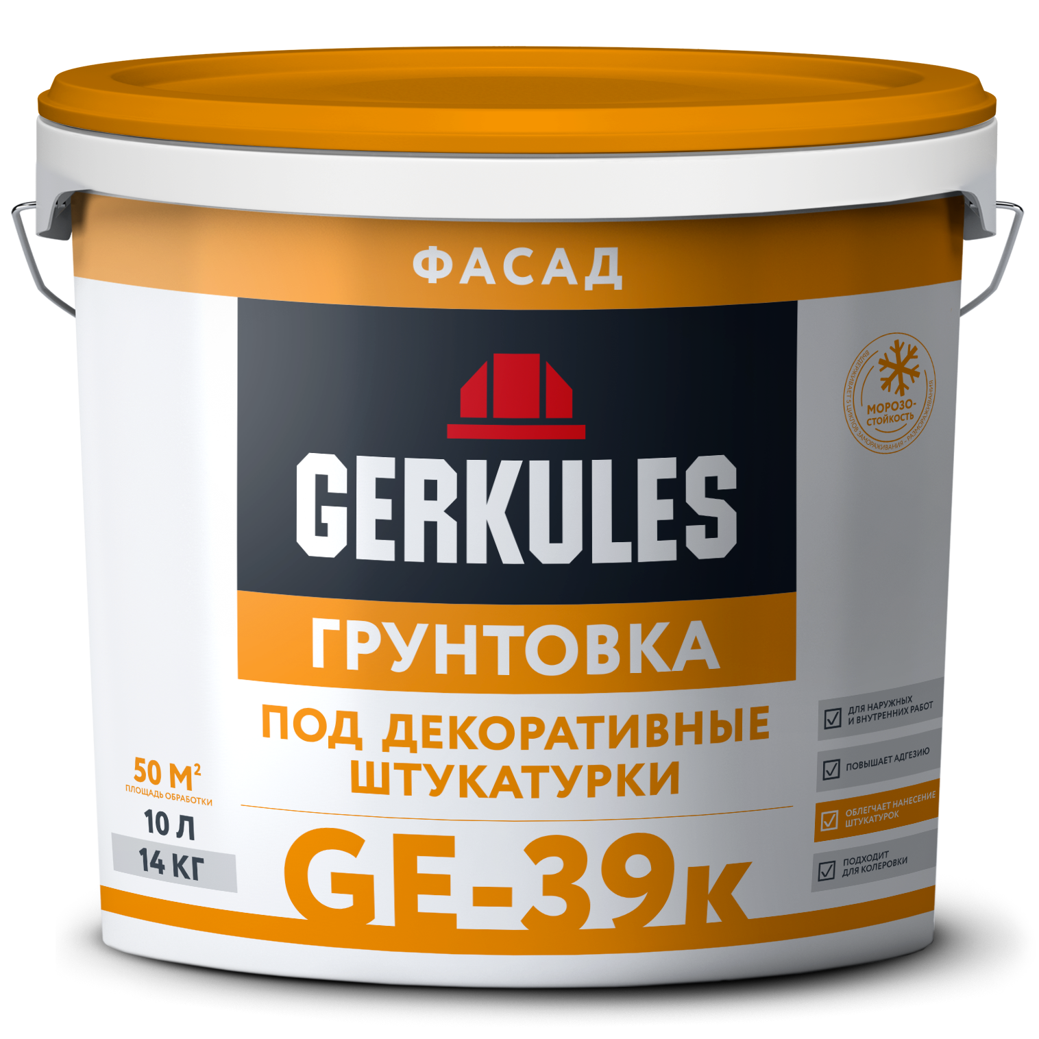 Изображение товара Грунтовка под декоративные штукатурки GERKULES GE-39k PRO ведро 14кг