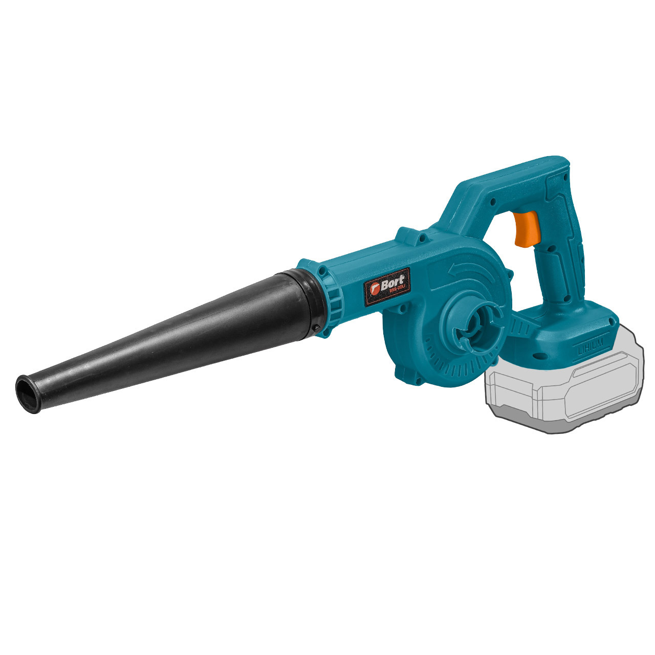Изображение товара Воздуходувка аккумуляторная BORT BSS-20Li 108 км/ч, 168 м3/ч, Li-Ion, 18В Изображение товара Воздуходувка аккумуляторная BORT BSS-20Li 108 км/ч, 168 м3/ч, Li-Ion, 18В