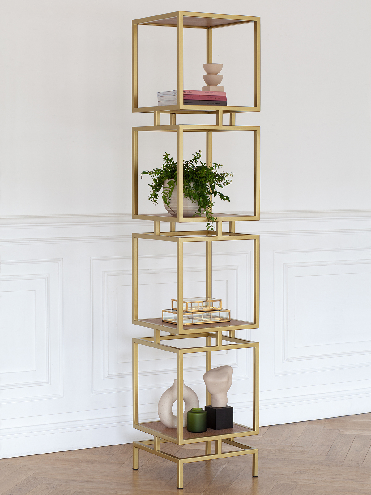 Изображение товара Стеллаж Greenween GW-CUBIC-4-G-LD-R 40x196.5x40 см сталь цвет золотой Изображение товара Стеллаж Greenween GW-CUBIC-4-G-LD-R 40x196.5x40 см сталь цвет золотой