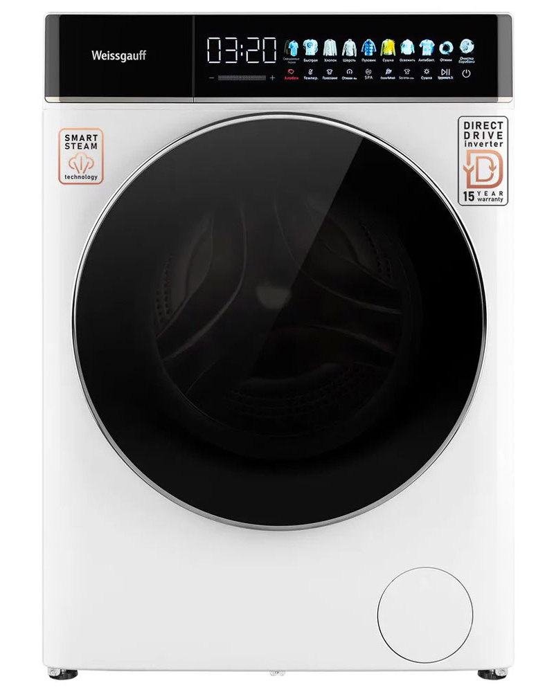 Изображение товара Стиральная машина с сушкой Weissgauff Wmd 58411 Direct Drive Inverter Premium Steam 60x84.70x51 см 11 кг цвет белый