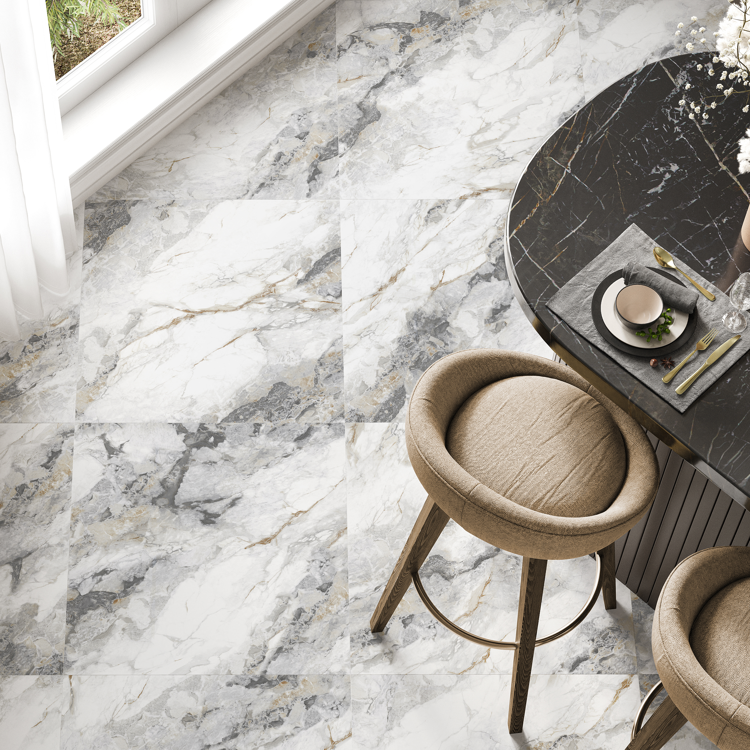 Изображение товара Глазурованный керамогранит Alma Ceramica Galapagos 07 60x60 см мраморный эффект