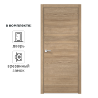 Изображение товара Дверь межкомнатная глухая Канзас 70x200 см ПВХ цвет дуб европейский красный с замком