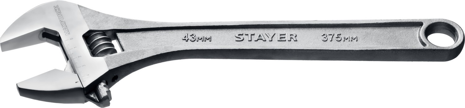 Изображение товара Ключ разводной Stayer 2725-37 Max-Force Master наличие защитных накладок для хромированной поверхности захват до 38 мм длина 200 мм
