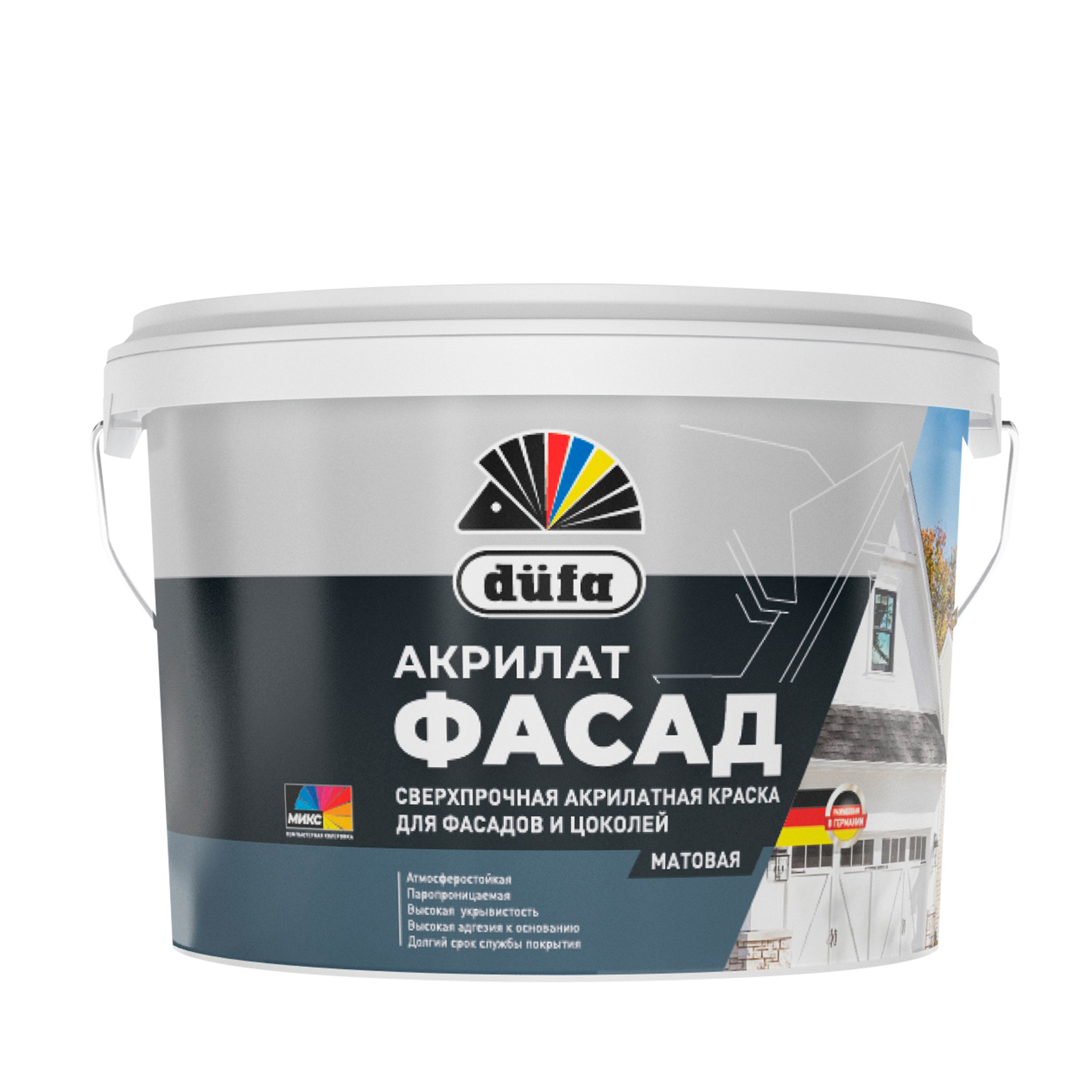 Изображение товара Фасадная акриловая краска Dufa Acrylat Fassade 2.5 л белая