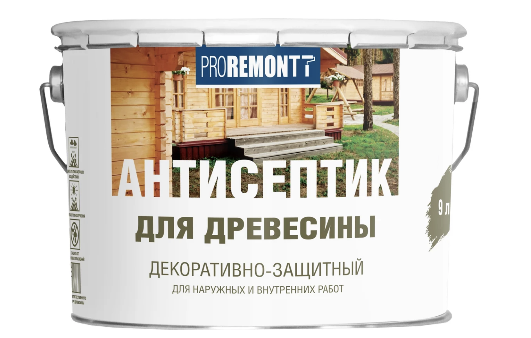 Изображение товара Защитно-декоративный антисептик лессирующий фактуру Proremont матовый цвет палисандр 9 л Изображение товара Защитно-декоративный антисептик лессирующий фактуру Proremont матовый цвет палисандр 9 л