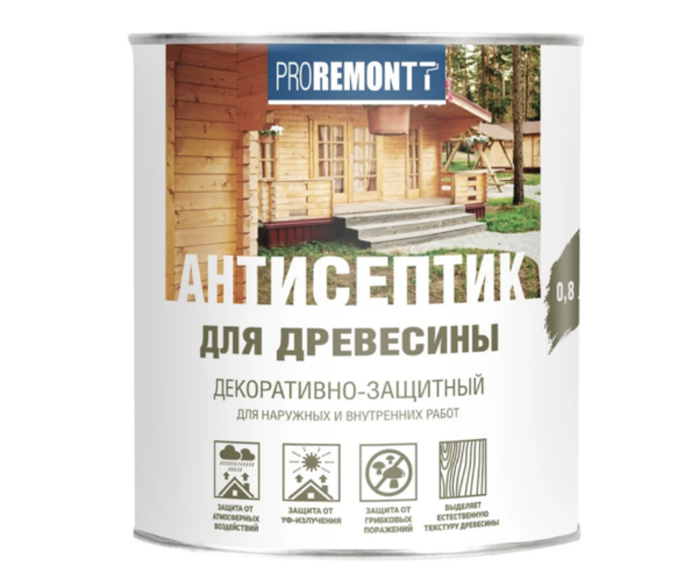 Изображение товара Защитно-декоративный антисептик лессирующий фактуру Proremont матовый цвет орех 9 л Изображение товара Защитно-декоративный антисептик лессирующий фактуру Proremont матовый цвет орех 9 л