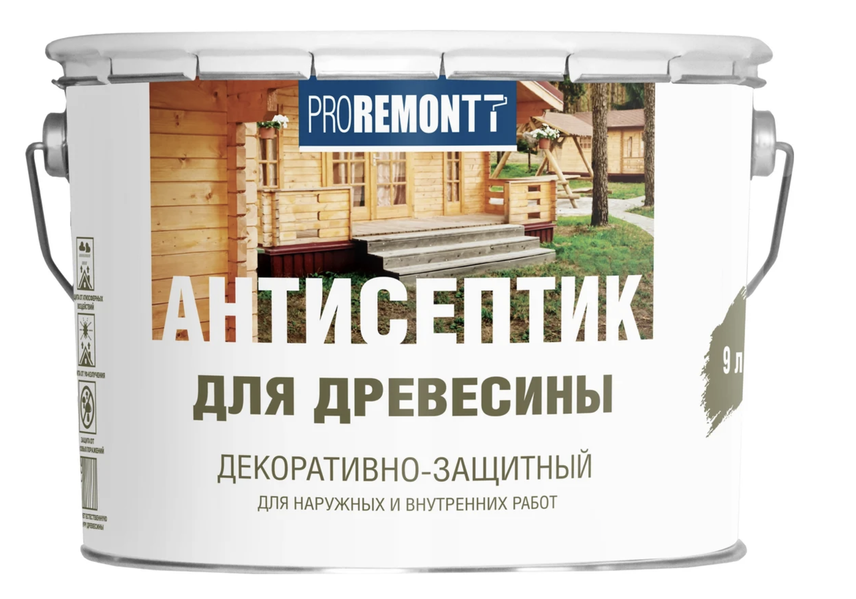 Изображение товара Защитно-декоративный антисептик лессирующий фактуру Proremont матовый цвет махагон 9 л Изображение товара Защитно-декоративный антисептик лессирующий фактуру Proremont матовый цвет махагон 9 л