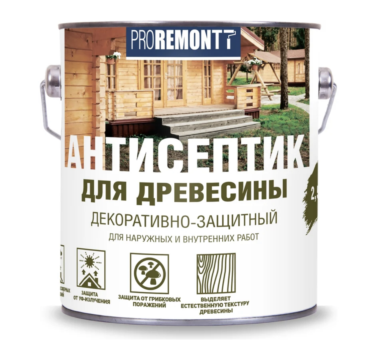 Изображение товара Защитно-декоративный антисептик лессирующий фактуру Proremont матовый цвет сосна 9 л Изображение товара Защитно-декоративный антисептик лессирующий фактуру Proremont матовый цвет сосна 9 л