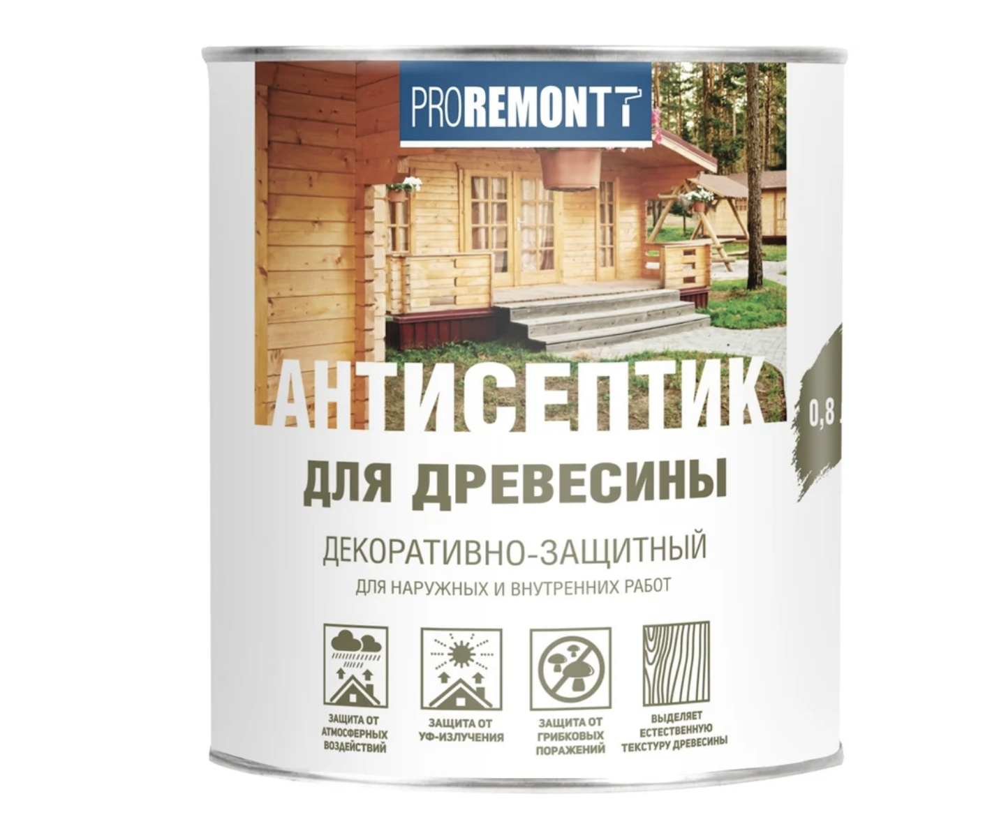 Изображение товара Защитно-декоративный антисептик лессирующий фактуру Proremont матовый цвет махагон 0.8 л