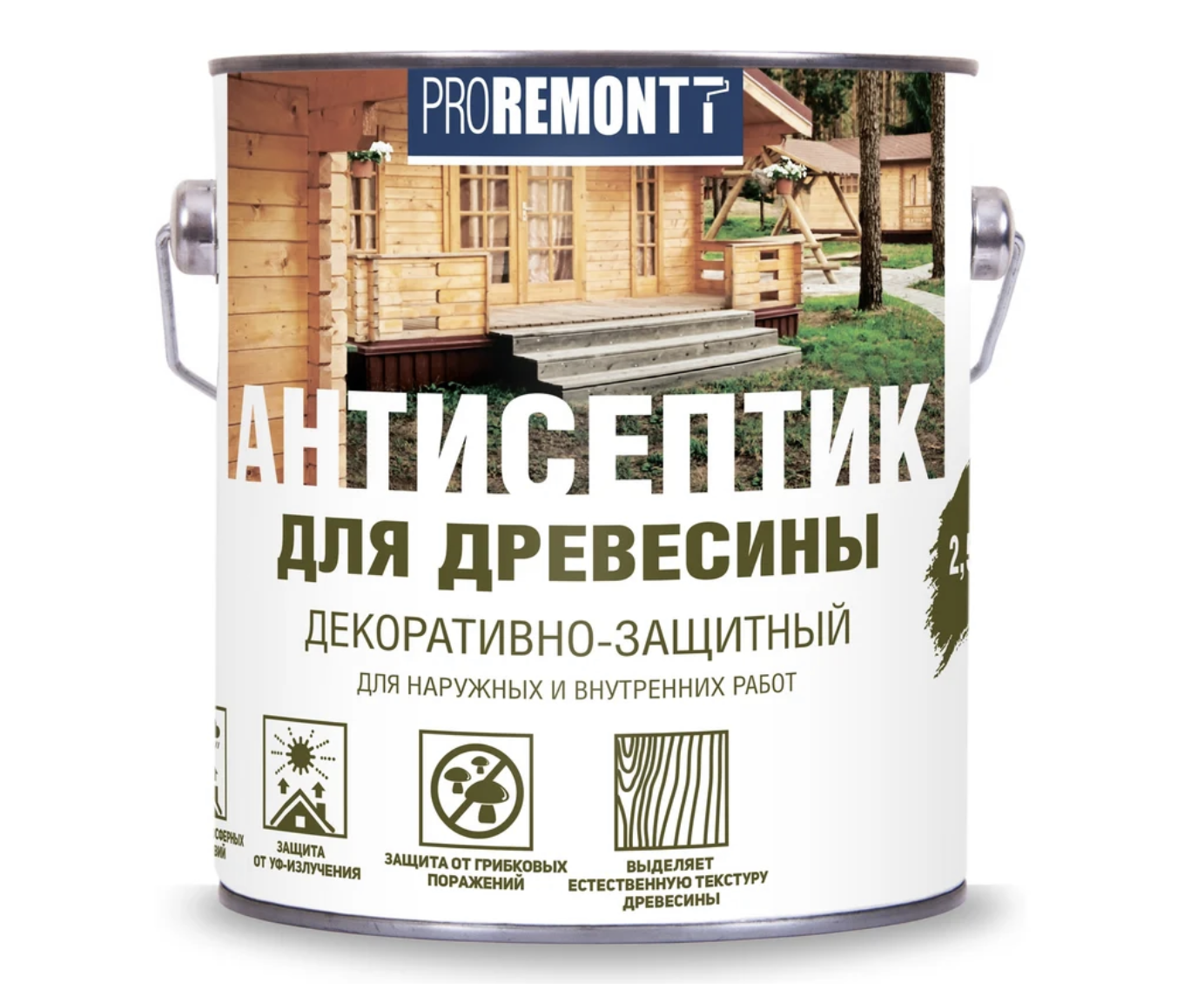 Изображение товара Защитно-декоративный антисептик лессирующий фактуру Proremont матовый цвет тик 0.8 л