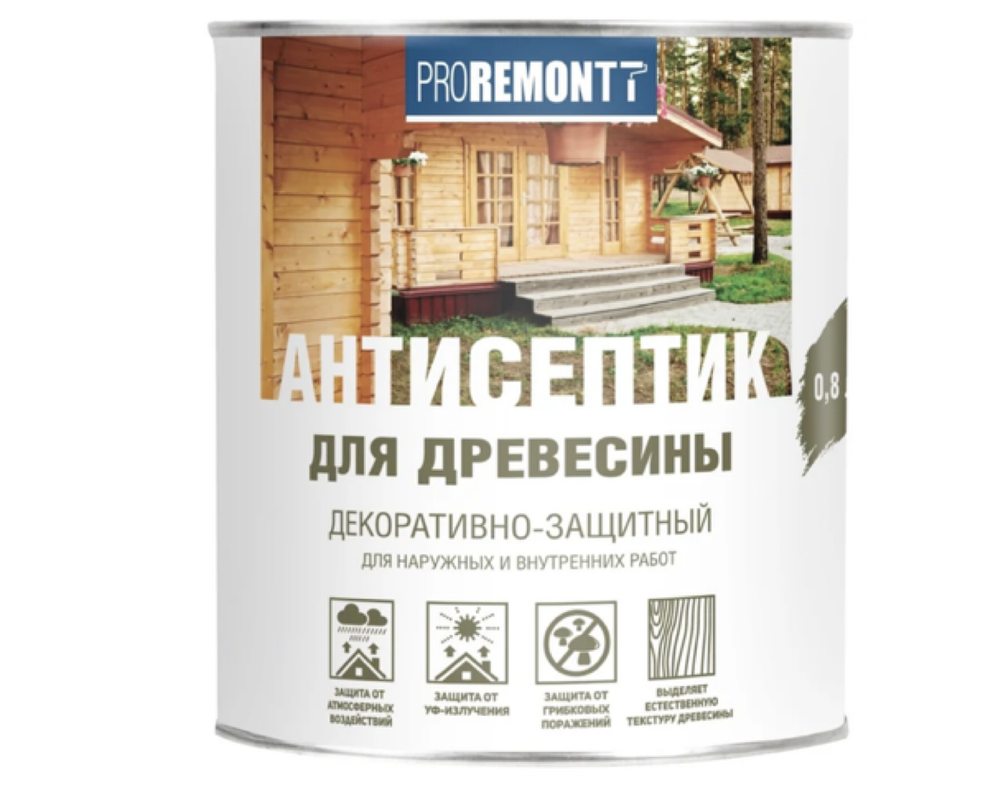 Изображение товара Защитно-декоративный антисептик лессирующий фактуру Proremont матовый цвет орегон 2.5 л