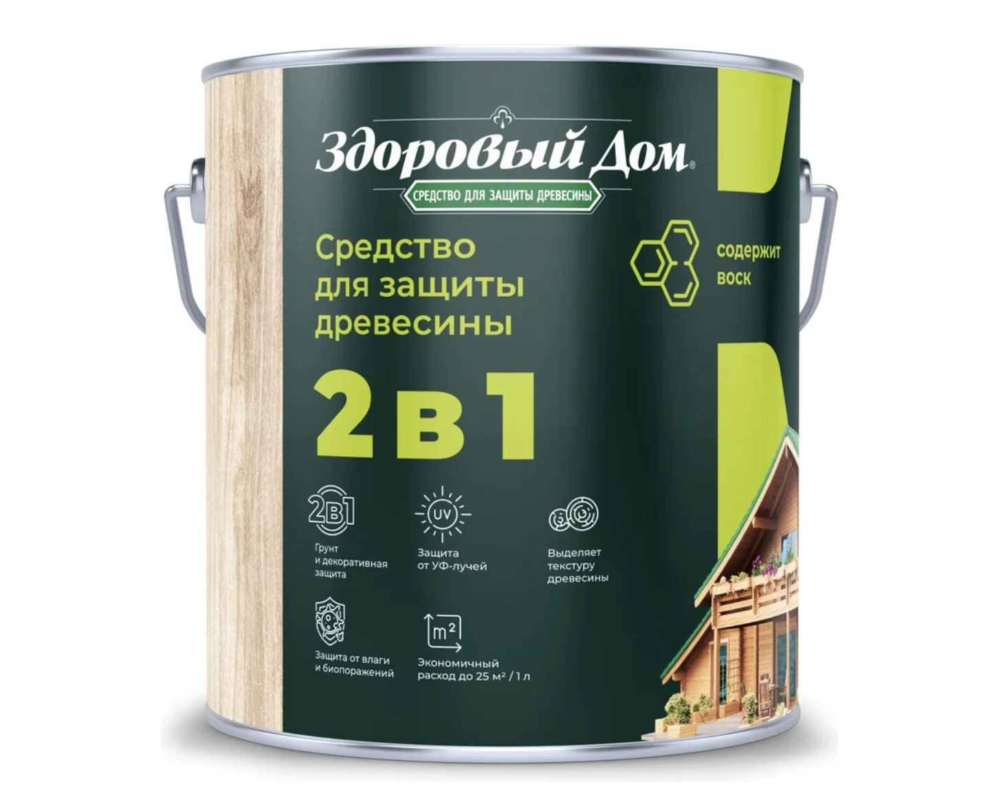 Изображение товара Защитно-декоративный антисептик лессирующий фактуру Здоровый Дом полуматовый цвет орех 2.7 л Изображение товара Защитно-декоративный антисептик лессирующий фактуру Здоровый Дом полуматовый цвет орех 2.7 л