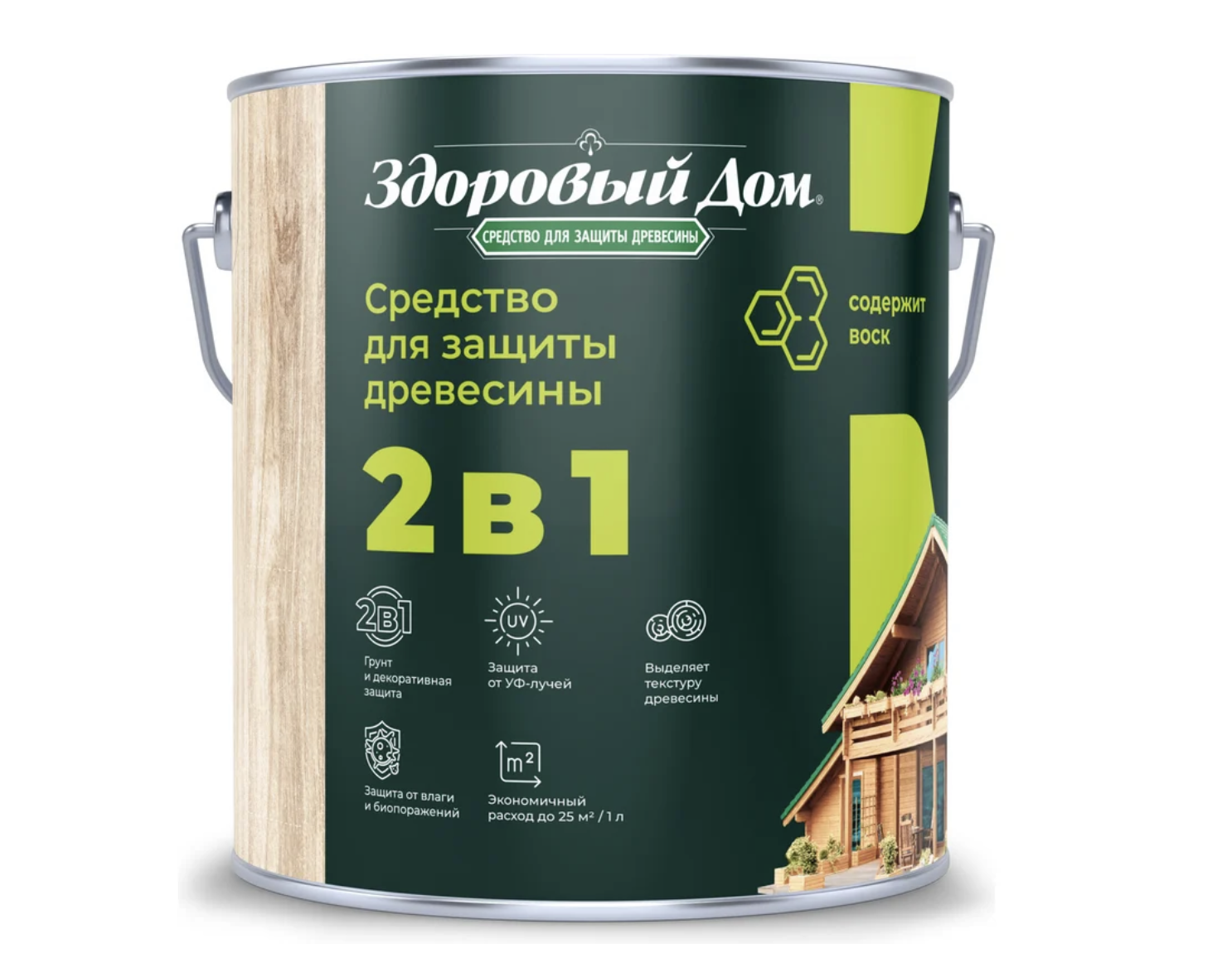 Изображение товара Защитно-декоративный антисептик лессирующий фактуру Здоровый Дом полуматовый цвет орех 9 л