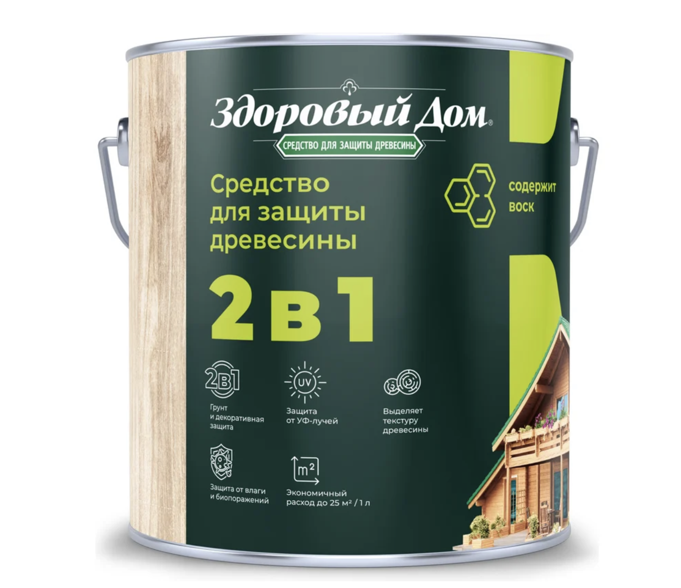 Изображение товара Защитно-декоративный антисептик лессирующий фактуру Здоровый Дом полуматовый цвет тик 9 л
