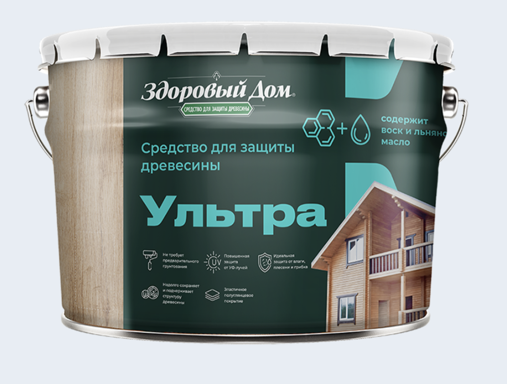 Изображение товара Защитно-декоративный антисептик лессирующий фактуру Здоровый Дом полуглянцевый цвет дуб 9 л Изображение товара Защитно-декоративный антисептик лессирующий фактуру Здоровый Дом полуглянцевый цвет дуб 9 л