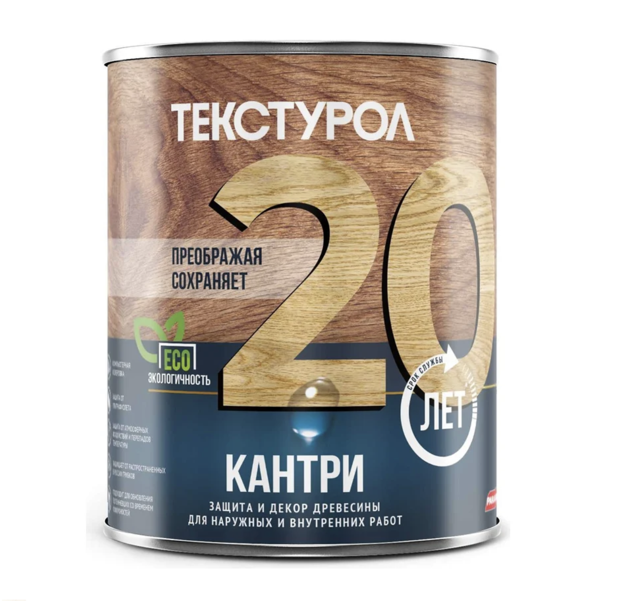 Изображение товара Защитно-декоративный антисептик кроющий фактуру Текстурол полуматовый цвет прозрачный 0.9 л
