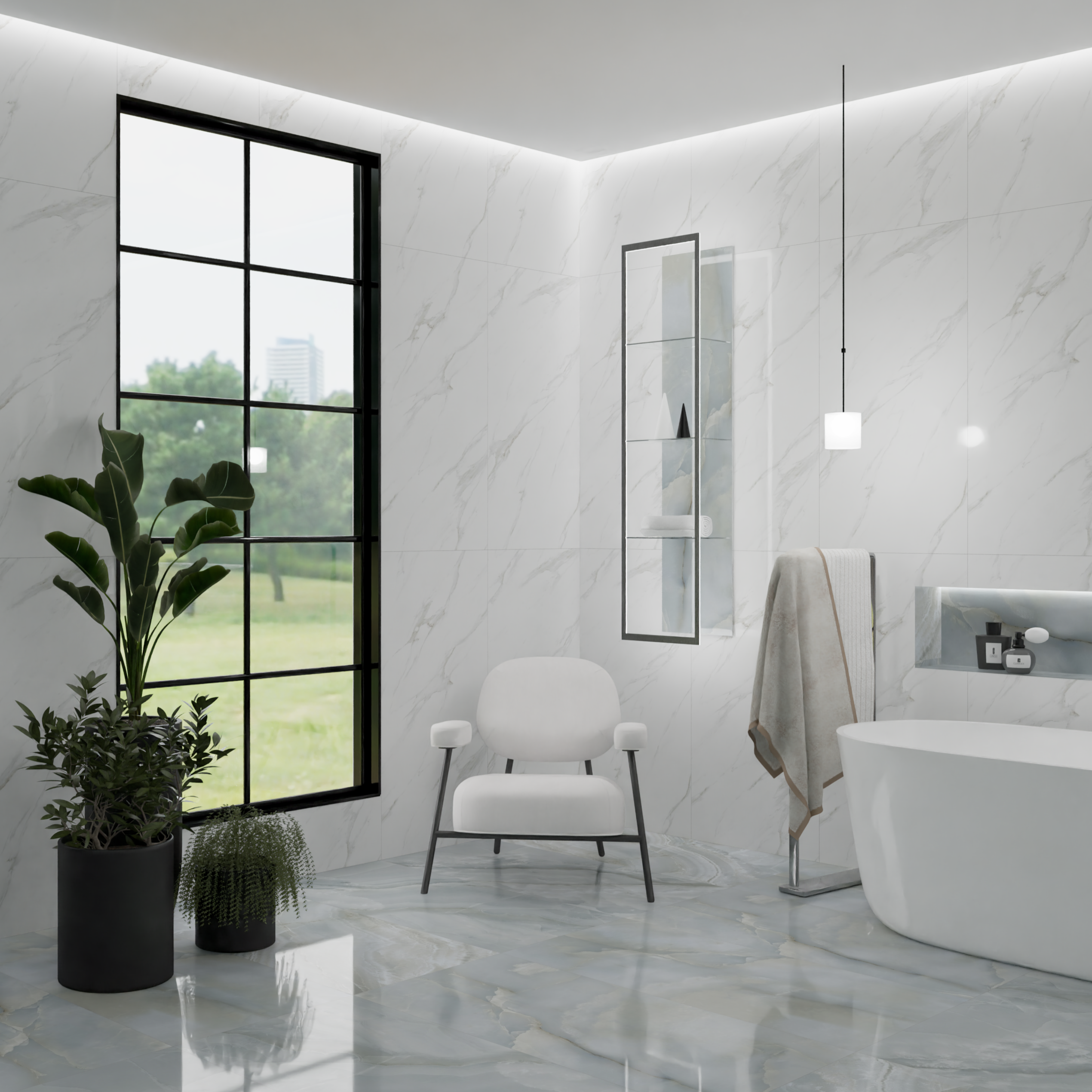 Изображение товара Керамогранит Sotgres Classic Coral/ классик корал 60x120см 1.44 м² цвет белый с серым рисунком под мрамор