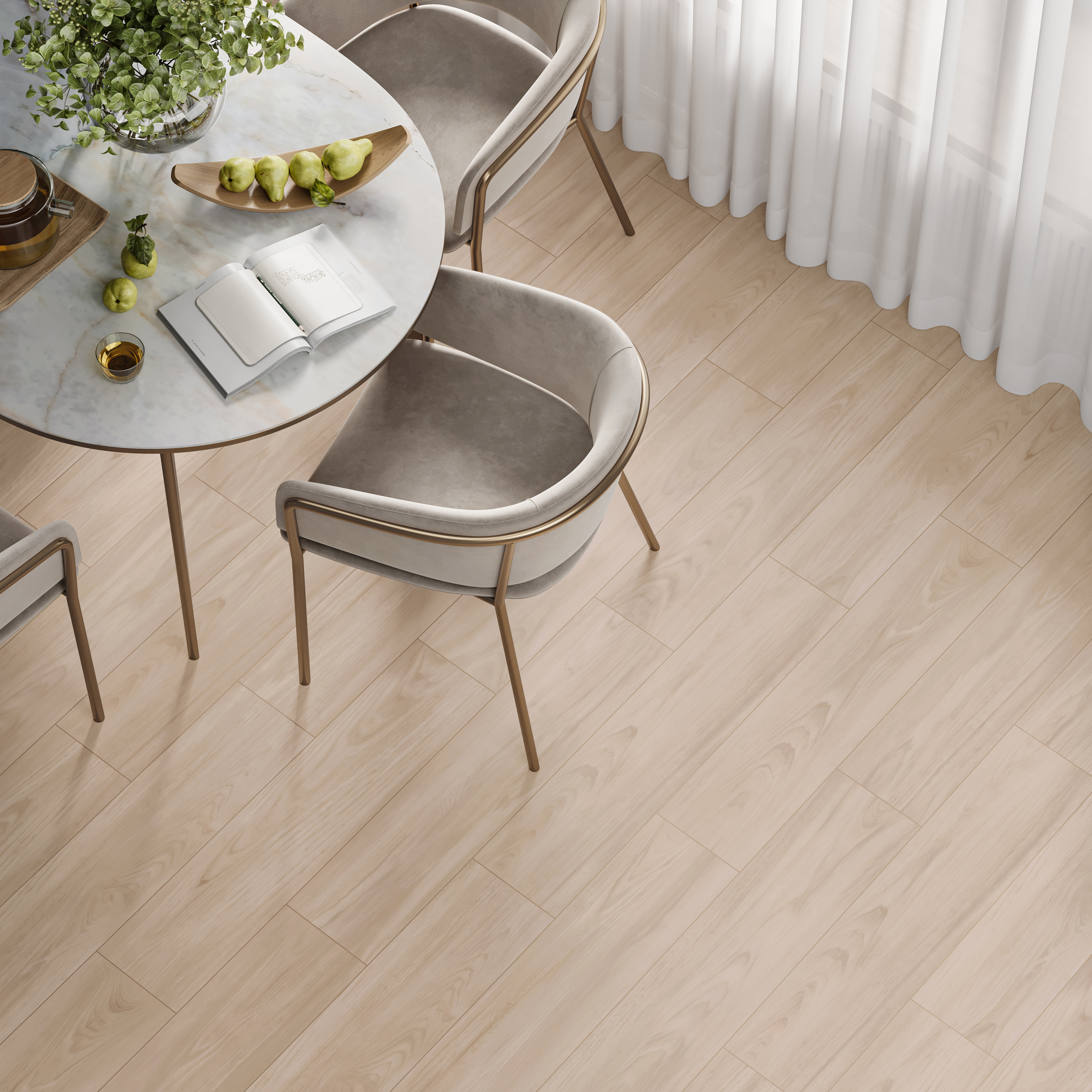 Изображение товара Керамогранит Alma Ceramica Alaska 04 20x90 см - дерево и матовый фоновый beige