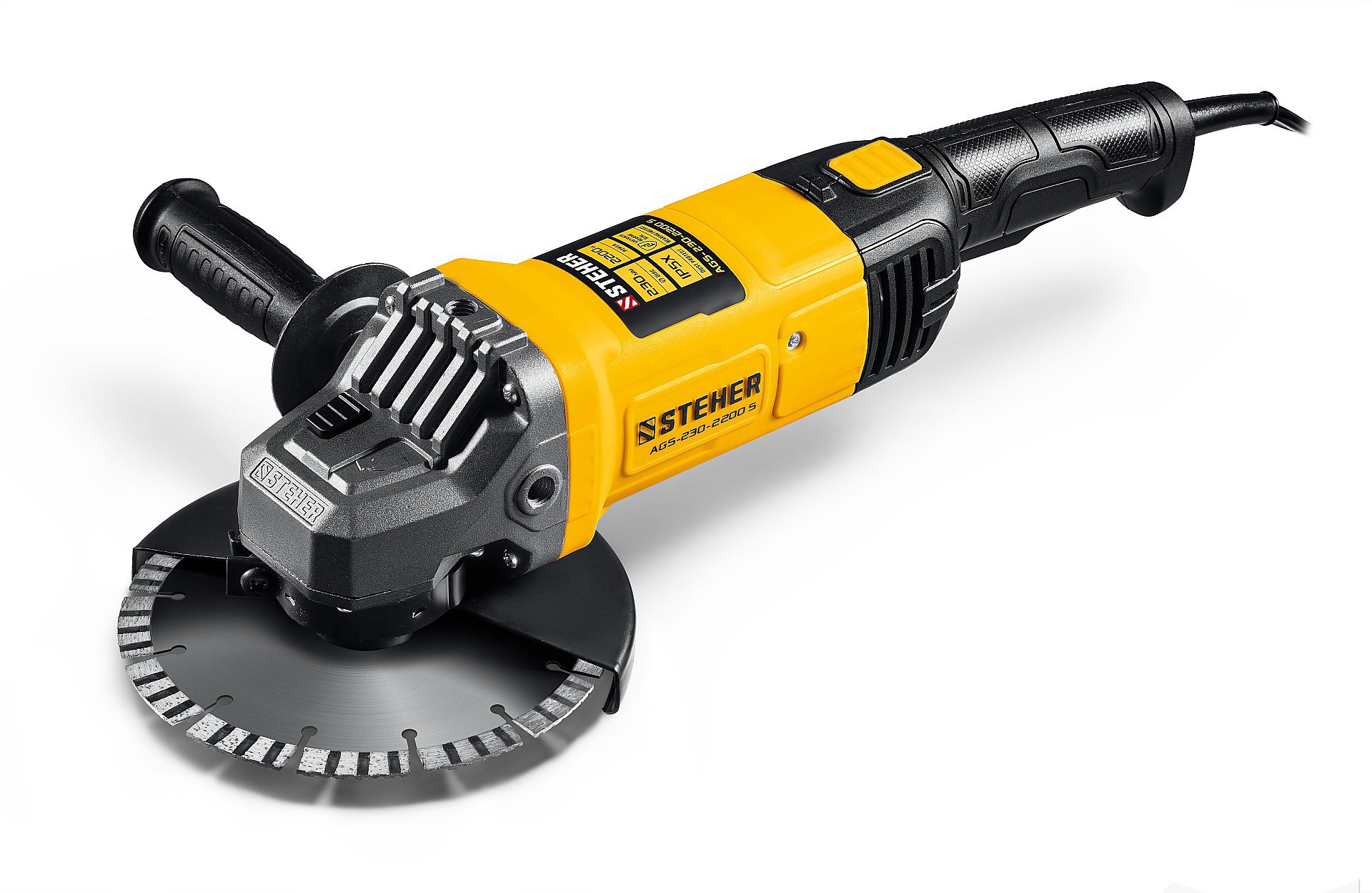 Изображение товара УШМ сетевая Steher AGS-230-2200 S, 2200 Вт, 230 мм Изображение товара УШМ сетевая Steher AGS-230-2200 S, 2200 Вт, 230 мм