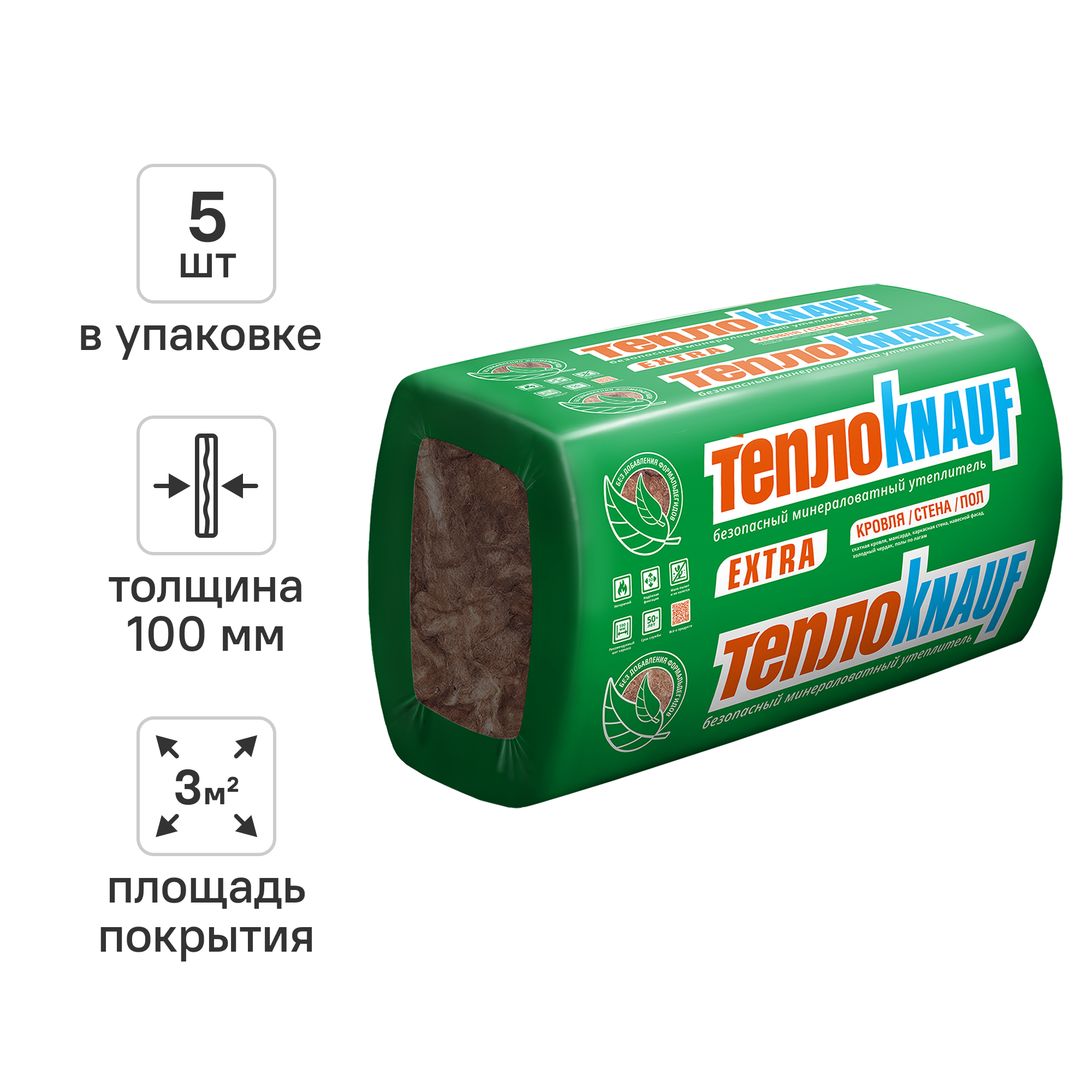 Изображение товара Утеплитель Knauf Insulation ТеплоKnauf Extra Кровля/стена/пол 100 мм 5 шт 600x1000 мм 3 м² Изображение товара Утеплитель Knauf Insulation ТеплоKnauf Extra Кровля/стена/пол 100 мм 5 шт 600x1000 мм 3 м²
