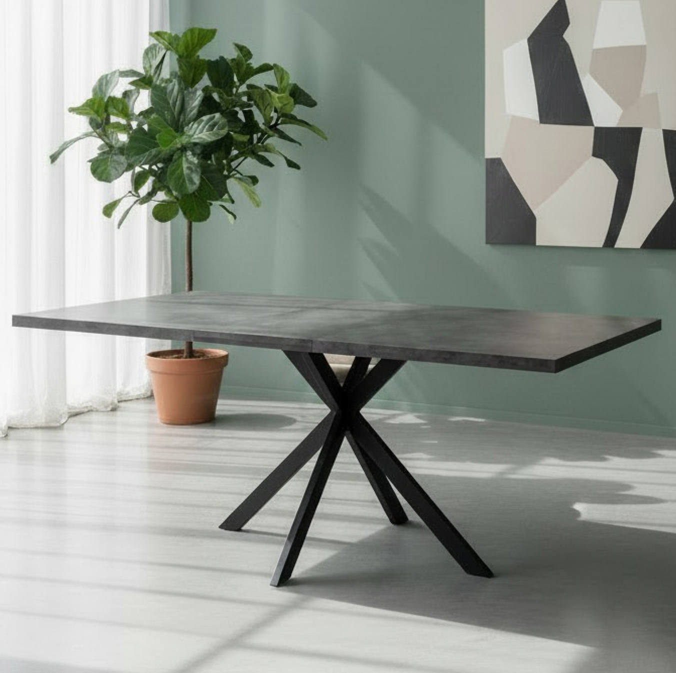 Изображение товара Кухонный стол прямоугольный Терминал Grace 140 140-180x76x90 см ЛДСП цвет бетон графит Изображение товара Кухонный стол прямоугольный Терминал Grace 140 140-180x76x90 см ЛДСП цвет бетон графит