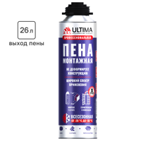 Изображение товара Пена монтажная профессиональная Ultima выход пены 26 л всесезонная 500 мл Изображение товара Пена монтажная профессиональная Ultima выход пены 26 л всесезонная 500 мл