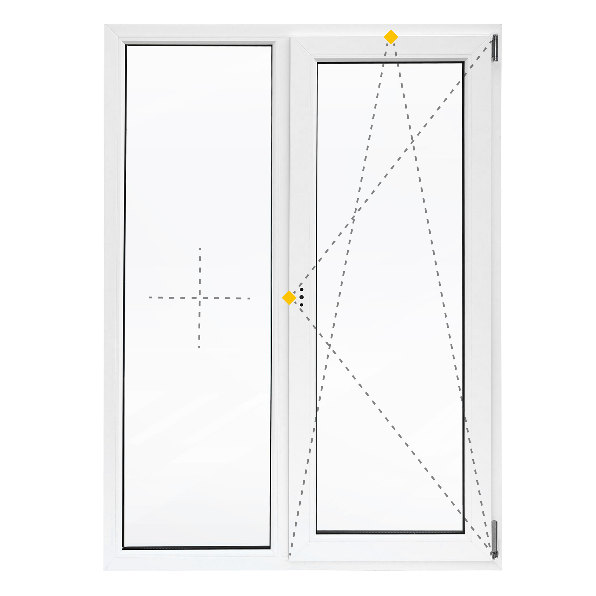 Изображение товара Окно пластиковое ПВХ Deceuninck двустворчатое 1440x1160 мм (ВхШ) двухкамерный стеклопакет белый