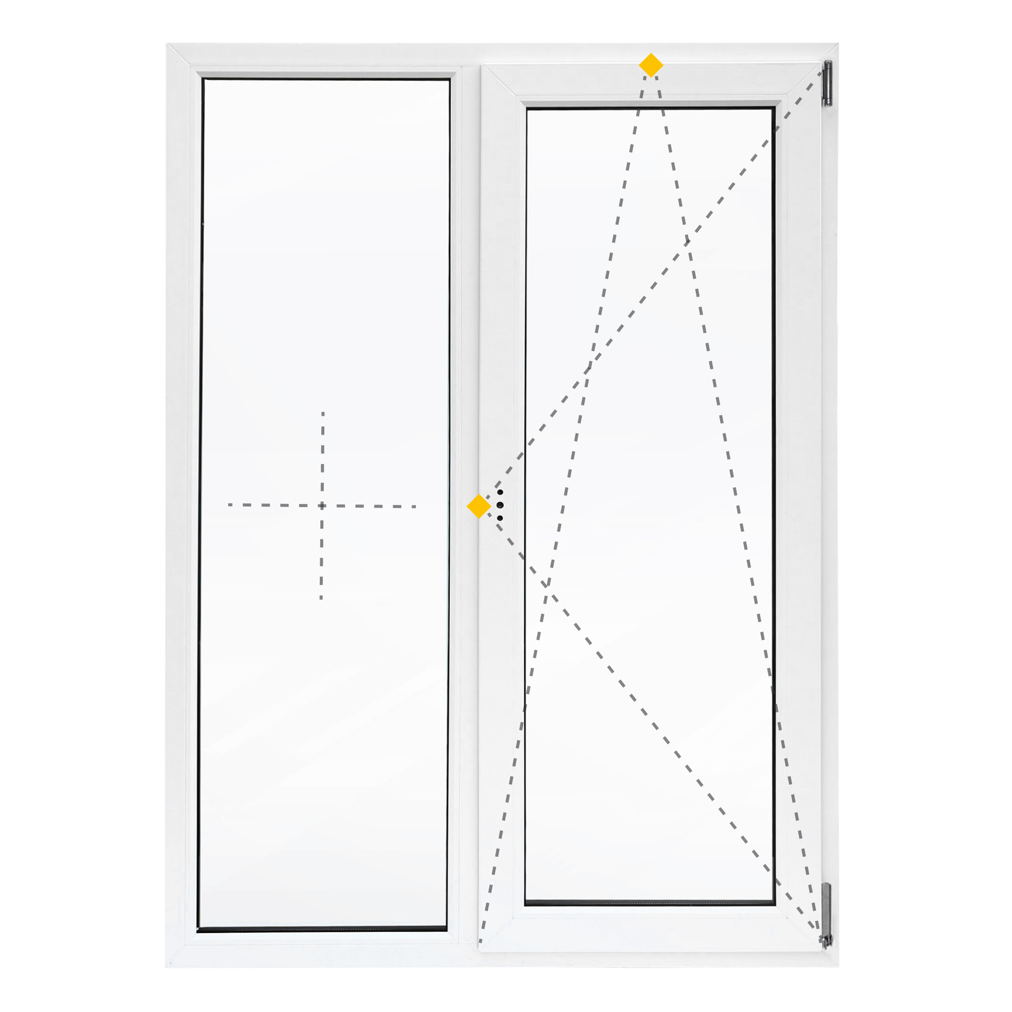 Изображение товара Окно пластиковое ПВХ VEKA двустворчатое 1270x1000 мм (ВхШ) однокамерный стеклопакет белый/белый Изображение товара Окно пластиковое ПВХ VEKA двустворчатое 1270x1000 мм (ВхШ) однокамерный стеклопакет белый/белый