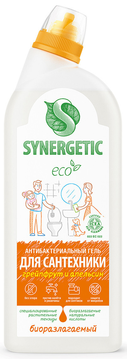 Изображение товара Биоразлагаемый гель для чистки сантехники Synergetic Грейпфрут и апельсин 0.7 л Изображение товара Биоразлагаемый гель для чистки сантехники Synergetic Грейпфрут и апельсин 0.7 л