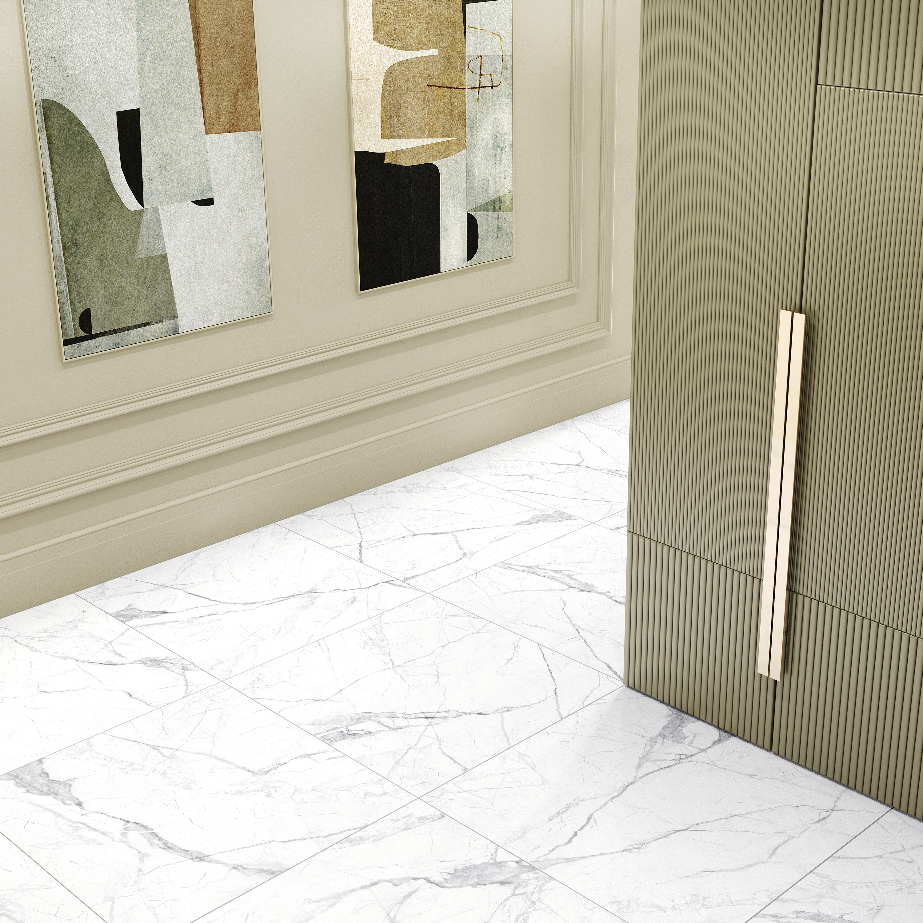 Изображение товара Керамогранит Alma Ceramica Laurent 60x60x0.9 см 1.8 м² матовый цвет бело-серый