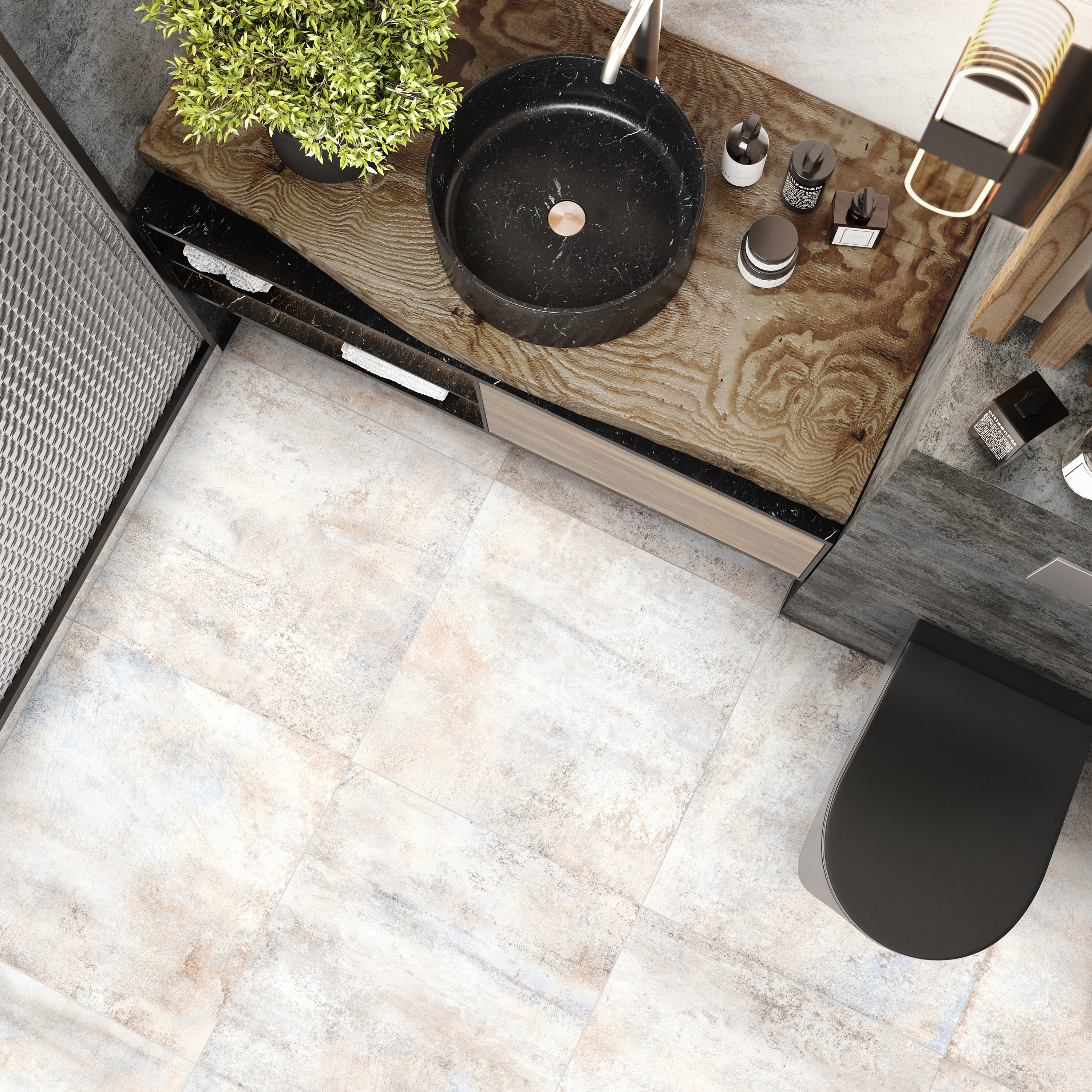 Изображение товара Керамогранит Alma Ceramica Oxide 60x60 см 1.8 м² матовый цвет бежево-голубой