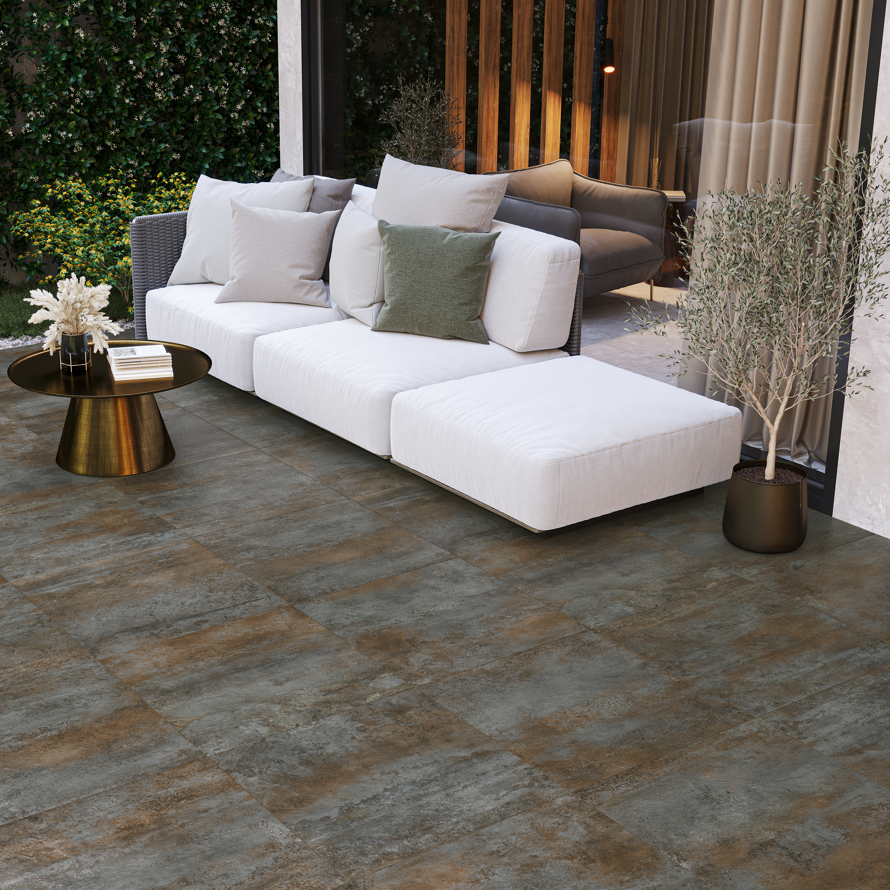 Изображение товара Керамогранит Alma Ceramica Oxide 60x60 см 1.8 м² матовый цвет бирюзово-коричневый